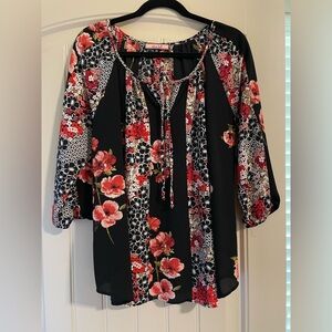 Olive Hill Floral Print Boho Top-Like New!